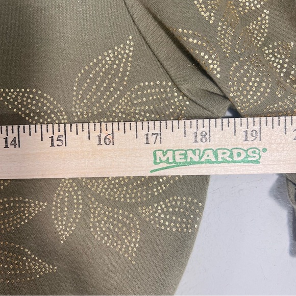 Karen Scott Gold and Green Boat Neck Cuffed Sleeve Blouse - Picture 5 of 6